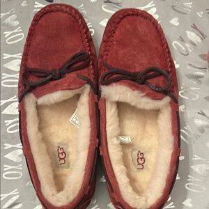 UGG Red Suede Moccasin Slippers